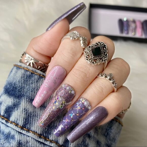 Other - Purple Mermaid 🧜‍♀️💜 Custom Press On Nails | High Quality Nails | Handmade